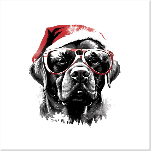 Magical Christmas Labrador in the snow: cute four-legged friend with festive hat Wall Art by MLArtifex